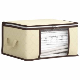 vidaXL Opbergdoos met Transparante Zijraam Crèmekleurig Nonwoven stof