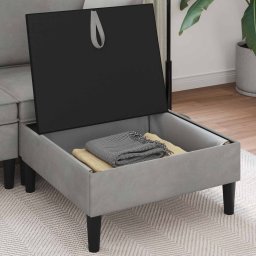 vidaXL Sofa Kruk met Opslag Lichtgrijs Fluweel