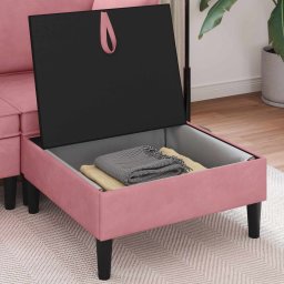 vidaXL Sofa Kruk met Opslag Roze Fluweel