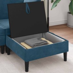 vidaXL Sofa Kruk met Opslag Blauw Fluweel