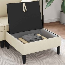 vidaXL Sofa Kruk met Opslag Crèmekleurig Fluweel