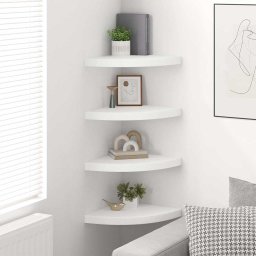 vidaXL Hoekschappen zwevend 4 st 35x35x3,8 cm MDF wit