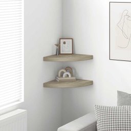 vidaXL Hoekschappen zwevend 2 st 35x35x3,8 cm MDF eikenkleurig