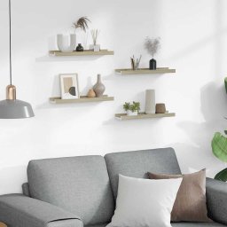 vidaXL Wandschappen 4 st 40x9x3 cm wit en sonoma eikenkleurig