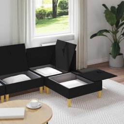 vidaXL Modulaire Sofa Set met Opslag 4 st Zwart Stof