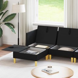 vidaXL Modulaire Sofa Set met Opslag 5 st Zwart Stof