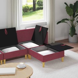 vidaXL Modulaire Sofa Set met Opslag 4 st Wijnrood Stof
