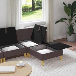 vidaXL Modulaire Sofa Set met Opslag 4 st Donkerbruin Stof