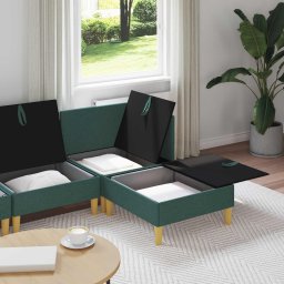 vidaXL Modulaire Sofa Set met Opslag 4 st Donkergroen Stof