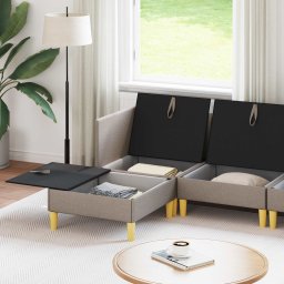 vidaXL Modulaire Sofa Set met Opslag 6 st Taupe Stof