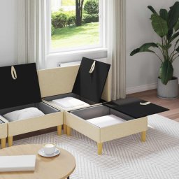 vidaXL Modulaire Sofa Set met Opslag 4 st Crèmekleurig Stof