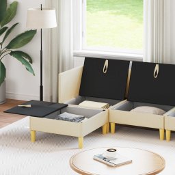 vidaXL Modulaire Sofa Set met Opslag 5 st Crèmekleurig Stof