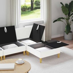vidaXL Modulaire Sofa Set met Opslag 4 st Wit Stof