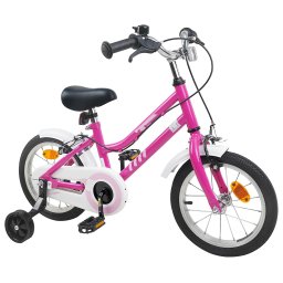 vidaXL Kinderfiets 14 Inch voor 3-5 jaar oud Roze Wit