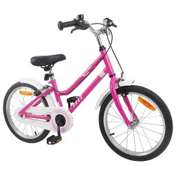 vidaXL Kinderfiets 18 Inch voor 5-7 jaar Roze Wit