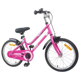 vidaXL Kinderfiets 18 Inch voor 5-7 jaar Roze Zwart