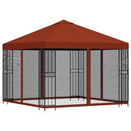 vidaXL Tuin Gazebo met Zijwanden 3 x 3 m Terracotta Polyester en staal
