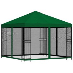 vidaXL Tuin Gazebo met Zijwanden 3 x 3 m Groen Polyester en staal