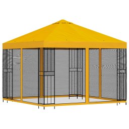 vidaXL Tuin Gazebo met Zijwanden 3 x 3 m Geel Polyester en staal