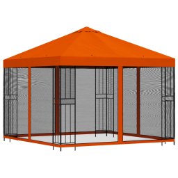 vidaXL Tuin Gazebo met Zijwanden 3 x 3 m Oranje Polyester en staal
