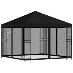 vidaXL Tuin Gazebo met Zijwanden 3 x 3 m Zwart Polyester en staal