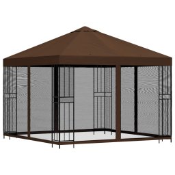 vidaXL Tuin Gazebo met Zijwanden 3 x 3 m Bruin Polyester en staal