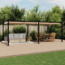 vidaXL Prieel met uittrekbaar dak 3x6 m aluminium taupe