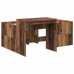 vidaXL Hoge Bed Frame met Bureau voor Kinderen Oud hout Bewerkt hout