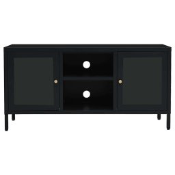 vidaXL Tv-meubel 105x35x52 cm staal en glas zwart