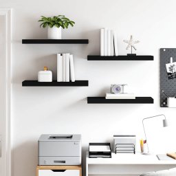 vidaXL Wandschappen zwevend 4 st 60x23,5x3,8 cm MDF zwart