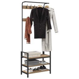 vidaXL Kapstok Artisanaal eiken 75 x 34 x 184 cm Bewerkt hout