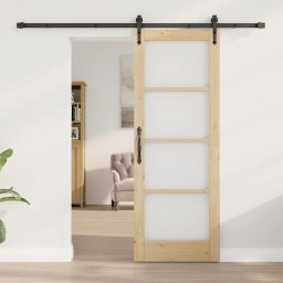 vidaXL Schuifdeur ORKDAL 73,5 x 198,5 cm Massief grenenhout en glas