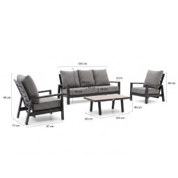 Tierra Outdoor Musone stoel-bank loungeset 4-delig 5-zits verstelbaar - Laagste prijsgarantie!
