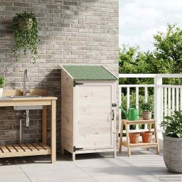 vidaXL Tuinschuur met dak Wit 59 x 56 x 113,5 cm Massief Vurenhout