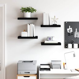vidaXL Wandschappen zwevend 4 st 40x23,5x3,8 cm MDF zwart