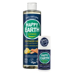 Happy Earth Lemon Sandalwood Showergel + Deodorant Combi Pack