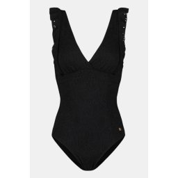 Beachlife Black Embroidery Padded Badpak Zwart