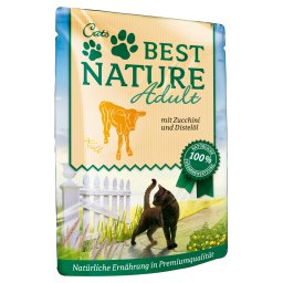 32x 85g Best Nature Cat Adult kalfsvlees met courgette & saffloer olie natvoer voor katten