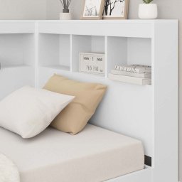 vidaXL Boekenkast Bed met hoofdeinde Wit 90 x 190 cm Bewerkt hout