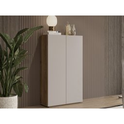 Hoge commode KRISY 2 deuren kasjmier/eik mauvella
