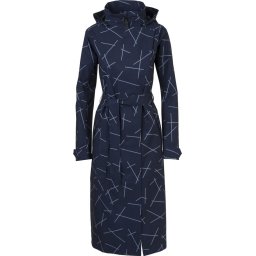 AGU URBAN OUTDOOR TRENCH COAT LONG WOMEN NAVY BLUE PRINT L