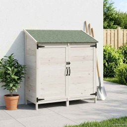 vidaXL Tuinschuur met dak Wit 106,5 x 56 x 113,5 cm Massief Vurenhout