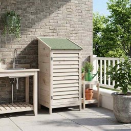 vidaXL Tuinschuur met dak Wit 59 x 56 x 113,5 cm Massief Vurenhout