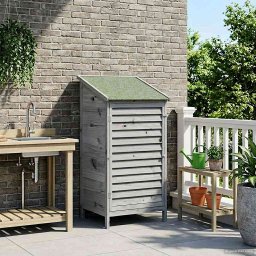 vidaXL Tuinschuur met dak Grijs 59 x 56 x 113,5 cm Massief Vurenhout