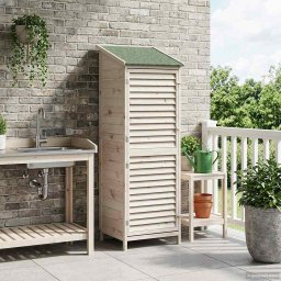 vidaXL Tuinschuur met dak Wit 59 x 56 x 176 cm Massief Vurenhout