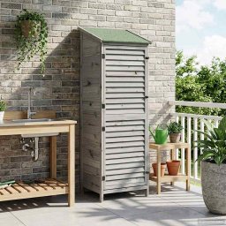 vidaXL Tuinschuur met dak Grijs 59 x 56 x 176 cm Massief Vurenhout
