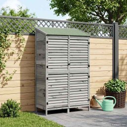 vidaXL Tuinschuur met dak Grijs 106 x 56 x 176,5 cm Massief Vurenhout