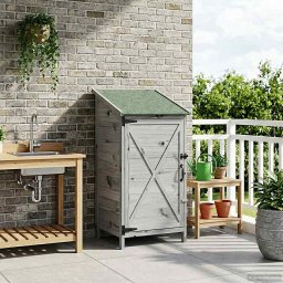 vidaXL Tuinschuur Grijs 59,5 x 56 x 113,5 cm Massief Vurenhout