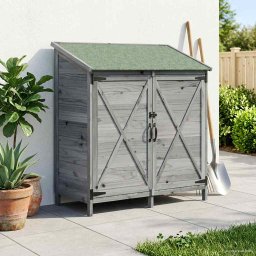 vidaXL Tuinschuur Grijs 106 x 56 x 113,5 cm Massief Vurenhout