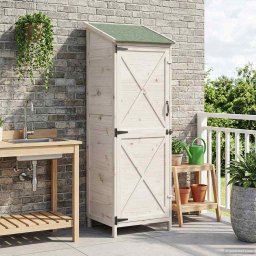 vidaXL Tuinschuur Wit 59,5 x 56 x 176,5 cm Massief Vurenhout
